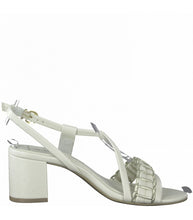 Load image into Gallery viewer, Marco Tozzi Off White Strappy Low Block Heel Sandal With Silver Trim Deatil - Boutique on the Green
