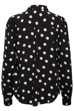 Load image into Gallery viewer, BYoung Josa Black &amp; White Polka Long Sleeve Shirt - Boutique on the Green
