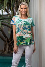 Load image into Gallery viewer, Orientique Secret Island Aqua Organic Cotton Printed Round Neck Short Sleeve T-Shirt - Boutique on the Green
