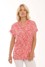 Load image into Gallery viewer, Pomodoro Crepe Short Sleeve Swirl Print Blouse - Boutique on the Green

