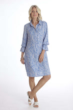 Load image into Gallery viewer, Pomodoro Blue Swirl Print Crepe Shirt Dress - Boutique on the Green
