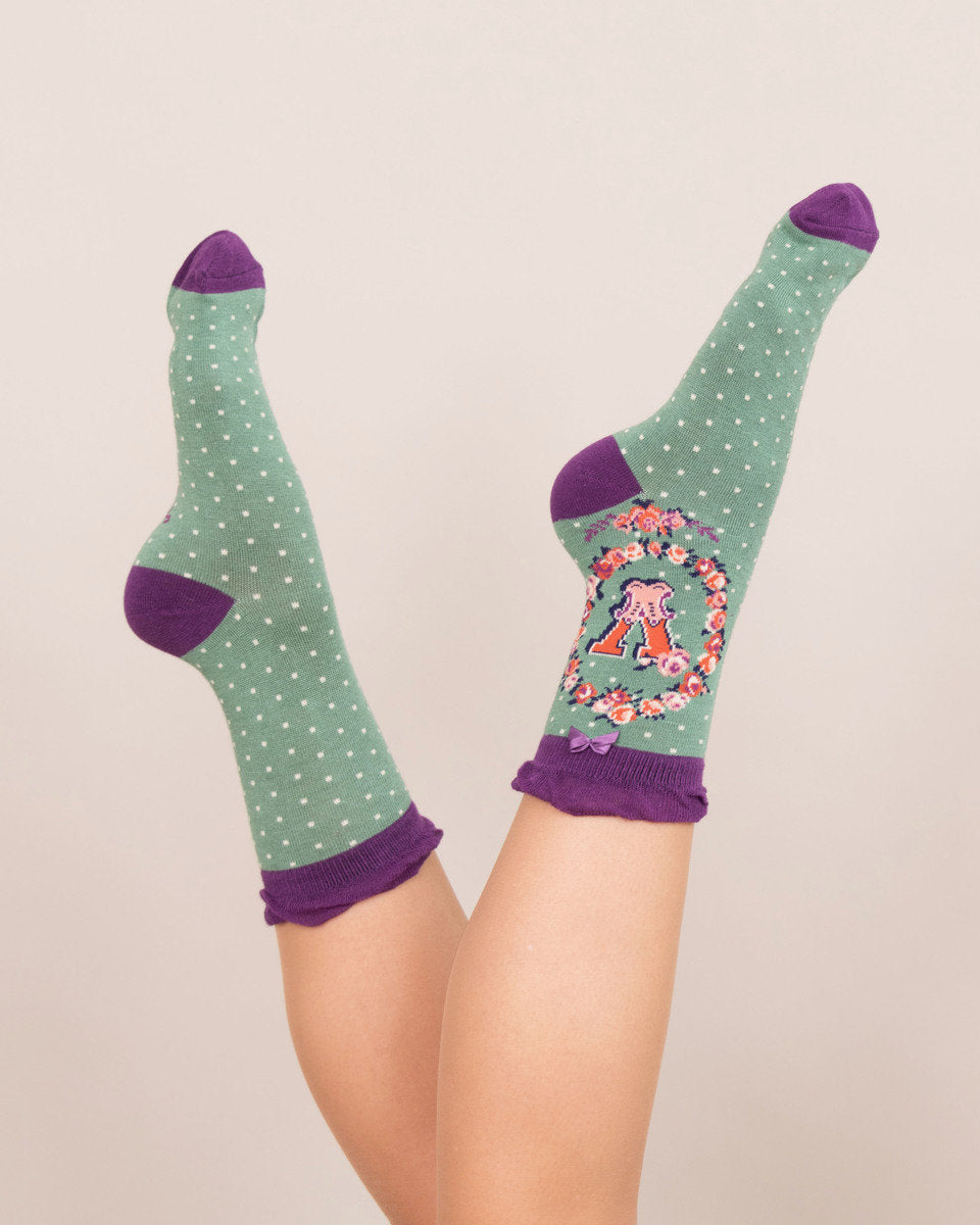 A-Z Bamboo Ankle Socks - V - Boutique on the Green