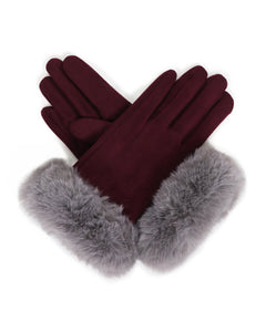 Bettina Faux Suede & Fur Trim Gloves - Boutique on the Green