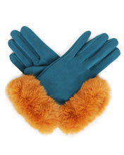 Load image into Gallery viewer, Bettina Faux Suede &amp; Fur Trim Gloves - Boutique on the Green
