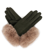 Load image into Gallery viewer, Bettina Faux Suede &amp; Fur Trim Gloves - Boutique on the Green
