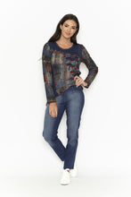 Load image into Gallery viewer, Orientique Ravenna Print Patch Work Stretch Long Sleeve Jersey Top - Boutique on the Green
