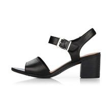Load image into Gallery viewer, Remonte black leather buckle trim block heel sandal - Boutique on the Green
