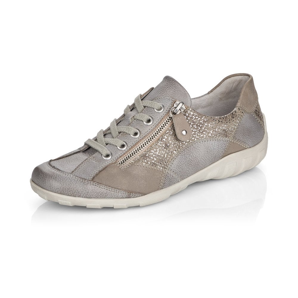 Remonte Metallic Patchwork Lace & Zip Up Trainer - Boutique on the Green