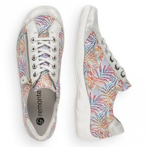 Remonte Tropical Print Leather Lace & Zip Up Trainer - Boutique on the Green