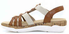 Load image into Gallery viewer, Remonte Tan Beaded T-Bar Open Toe Comfort Sandal - Boutique on the Green

