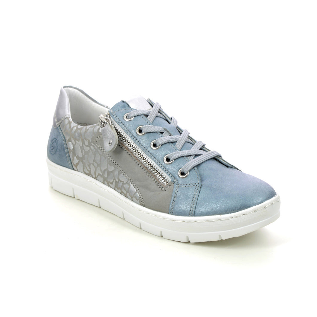 Remonte Denim Blue Leather Animal Lace & Zip Trainer - Boutique on the Green