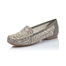Load image into Gallery viewer, Rieker grey leather cut out slip on moccasin shoe - Boutique on the Green
