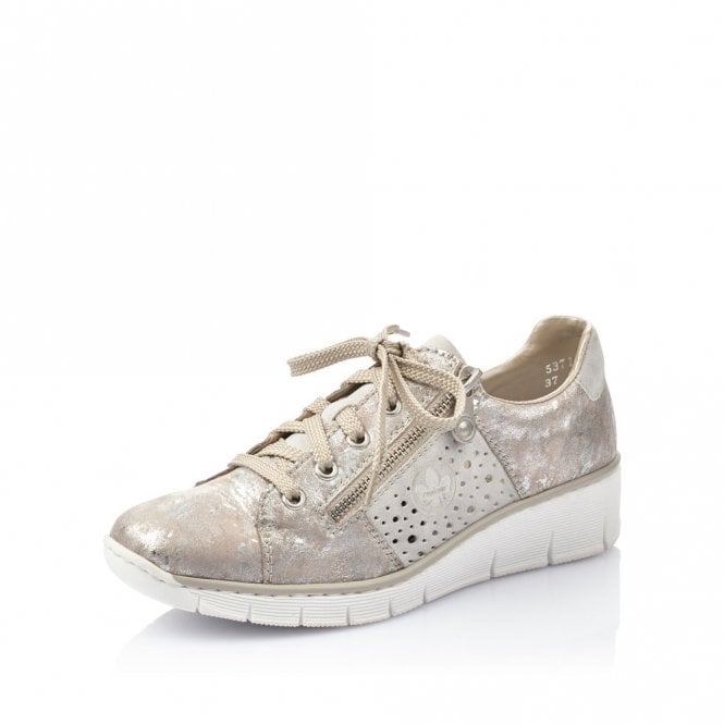 Rieker Metallic Lace Up & Zip Trainer - Boutique on the Green