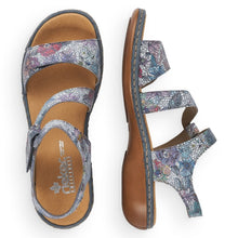 Load image into Gallery viewer, Rieker Blue Leather Multi Strap &amp; Velcro Comfort Sandal - Boutique on the Green
