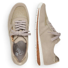 Load image into Gallery viewer, Rieker Soft Gold Small Wedge Zip &amp; Lace Up Trainer - Boutique on the Green
