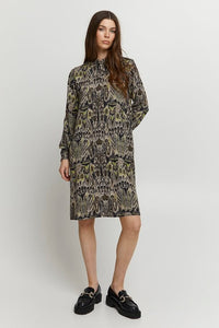 BYoung Josa Printed V-Neck & Tie Long Sleeve Tunic Dress - Boutique on the Green