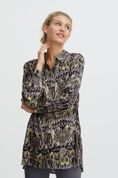 BYoung Josa Printed Longline Shirt - Boutique on the Green