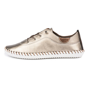 St Ives Leather Mock Lace Up Plimsoll - Boutique on the Green
