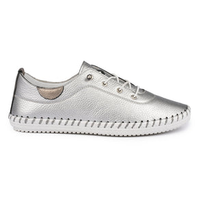 St Ives Leather Mock Lace Up Plimsoll - Boutique on the Green