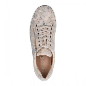 Caprice Leather Lace & Zip Up Classic Trainer Pump With Silver Trim - Boutique on the Green