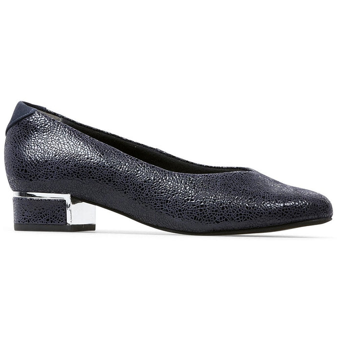 Leather Crackled Low Heeled Court Shoe - Boutique on the Green