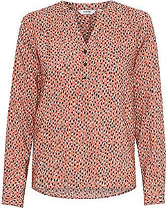 Long Sleeve Pebble Print V-Neck Blouse - Boutique on the Green